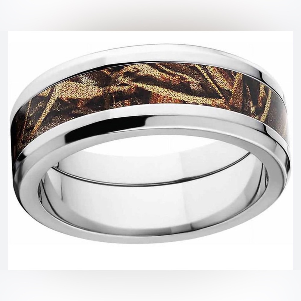 Mabohity Unisex Stainless Steel Camo Ring in Size 6 NIB